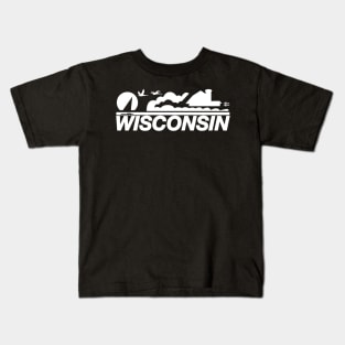 Wisconsin License Plate All White Kids T-Shirt